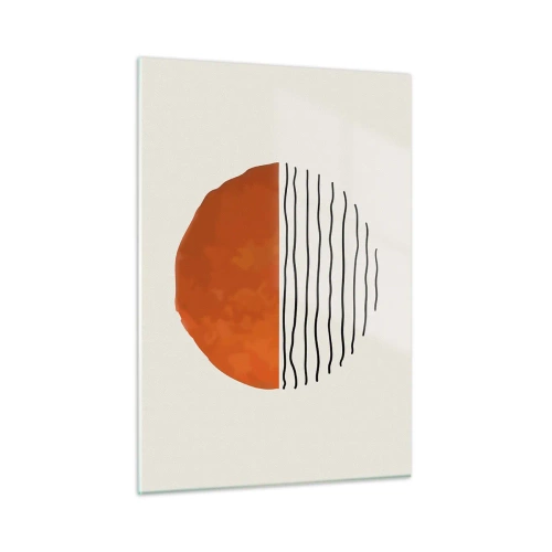 Glasbild - Bild auf glas - Minimalistische Sonne über der Wellenlinie - 50x70cm - Im japanischen Klima - Moderne Wanddekoration für Wohnzimmer und Schlafzimmer ARTTOR