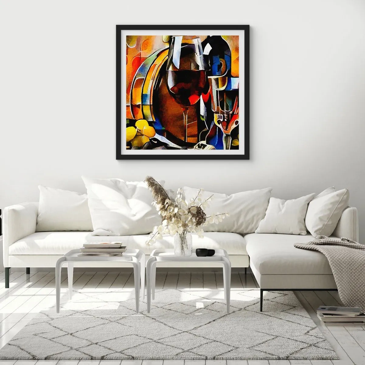 Poster in einem schwarzem Rahmen - Und die Welt nimmt Farben an - 30x30 cm