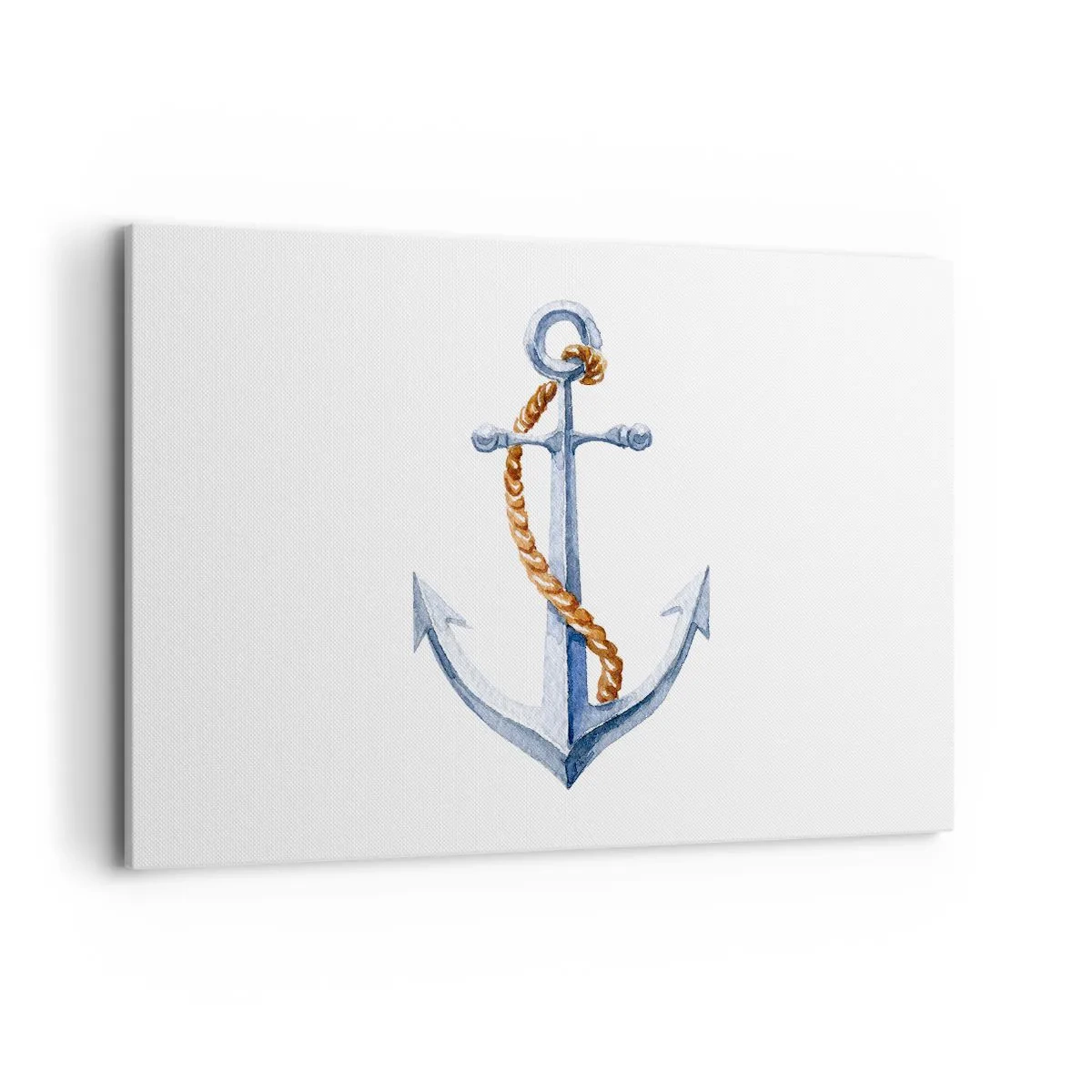 Bild auf Leinwand - Leinwandbild - Anker mit Seil im Aquarellstil - 120x80cm - Ahoi Abenteuer! - Moderne Wanddekoration für Wohnzimmer und Schlafzimmer ARTTOR