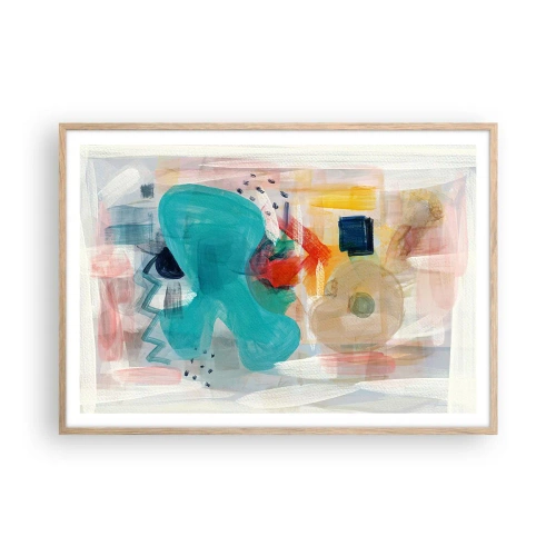 Poster in einem Rahmen aus heller Eiche - Buntes Spiel - 100x70 cm