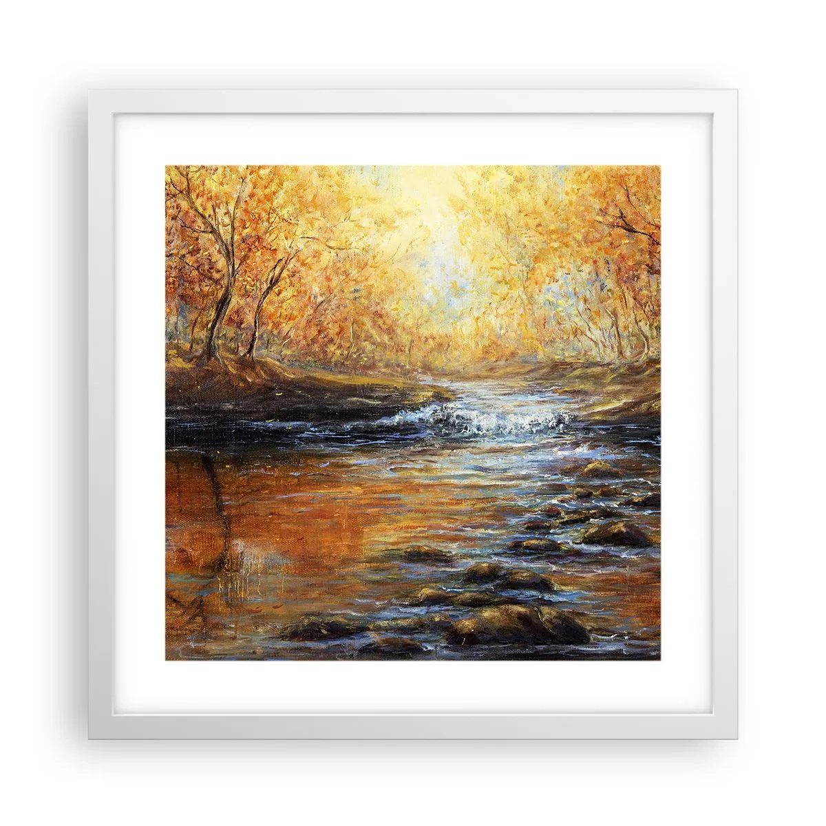 Poster in einem weißen Rahmen - Der goldene Strom - 40x40 cm