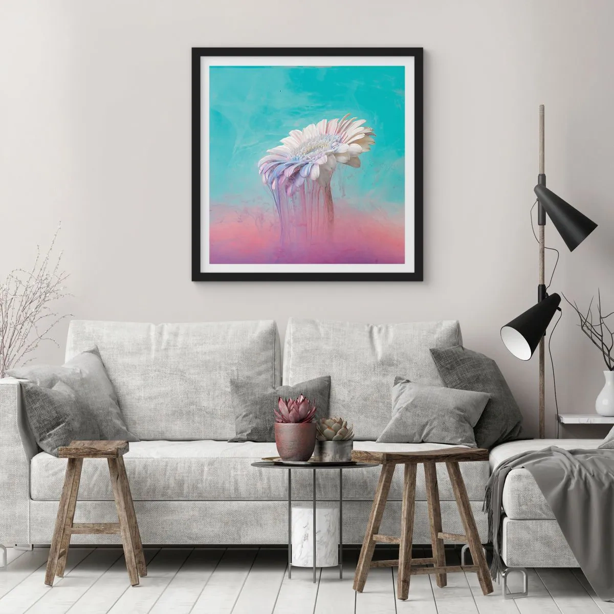 Poster in einem schwarzem Rahmen - Blumenunterwelt - 30x30 cm