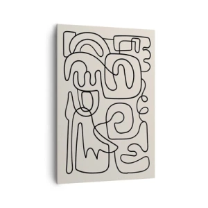 Bild auf Leinwand - Leinwandbild - Abstraktes Linienkunstmuster in Schwarz auf hellem Hintergrund - 70x100cm - Folge der Spur - Moderne Wanddekoration für Wohnzimmer und Schlafzimmer ARTTOR