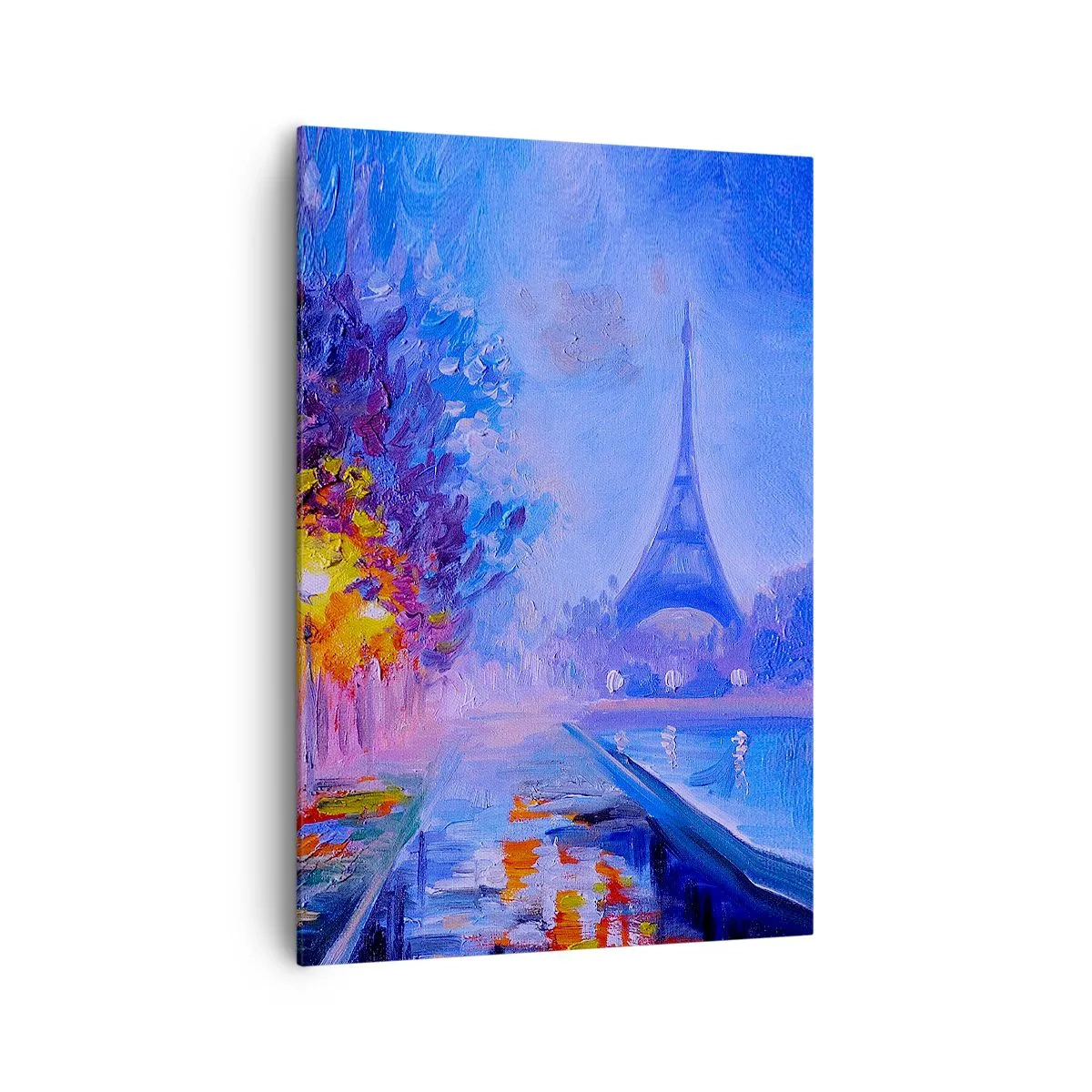 Bild auf Leinwand - Leinwandbild - Eine Allee mit Lampen in Paris mit dem Eiffelturm im Hintergrund - 70x100cm - Ein Traumspaziergang - Moderne Wanddekoration für Wohnzimmer und Schlafzimmer ARTTOR