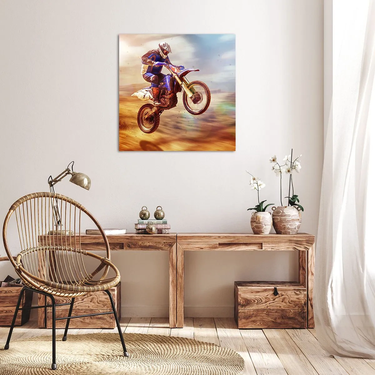 Bild auf Leinwand - Leinwandbild - Motorradschwindel - 70x70 cm