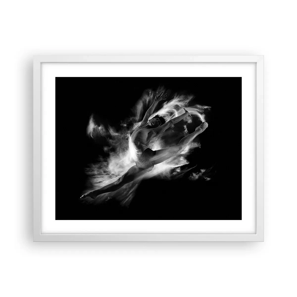 Poster in einem weißen Rahmen - Im Flug hängen geblieben - 50x40 cm