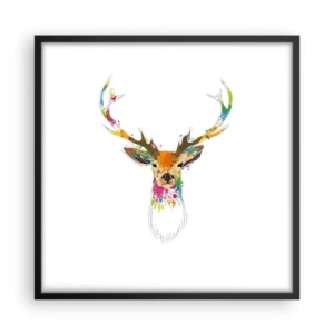 Poster in einem schwarzem Rahmen - Ein mildes Reh in Farbe getaucht - 50x50 cm