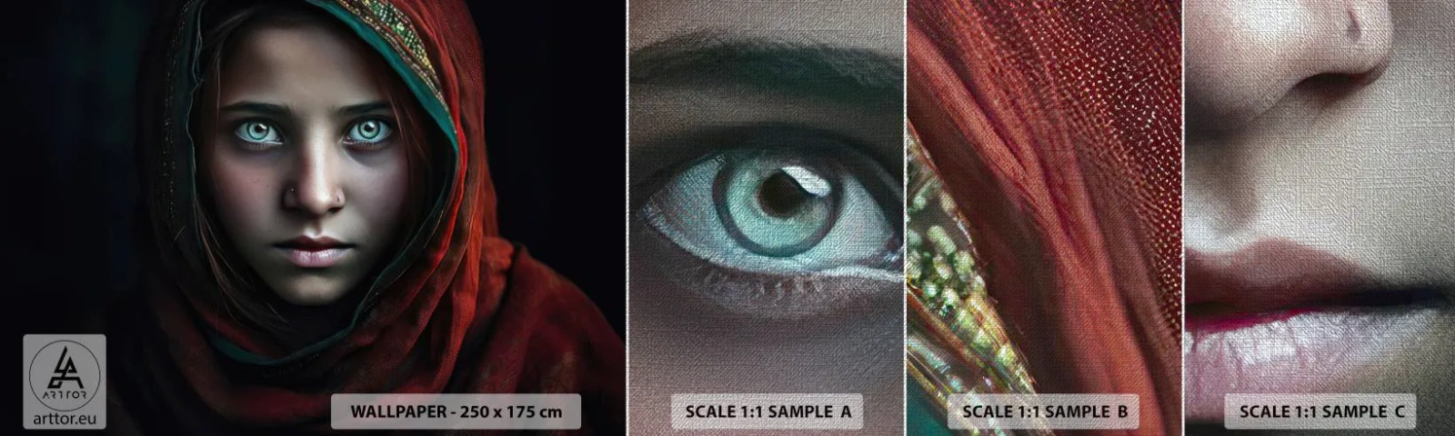 Fototapeten Muster Premium Canvas - Prinzessin aus dem Osten - Mädchen, Porträt, Pakistan - 100x30 cm