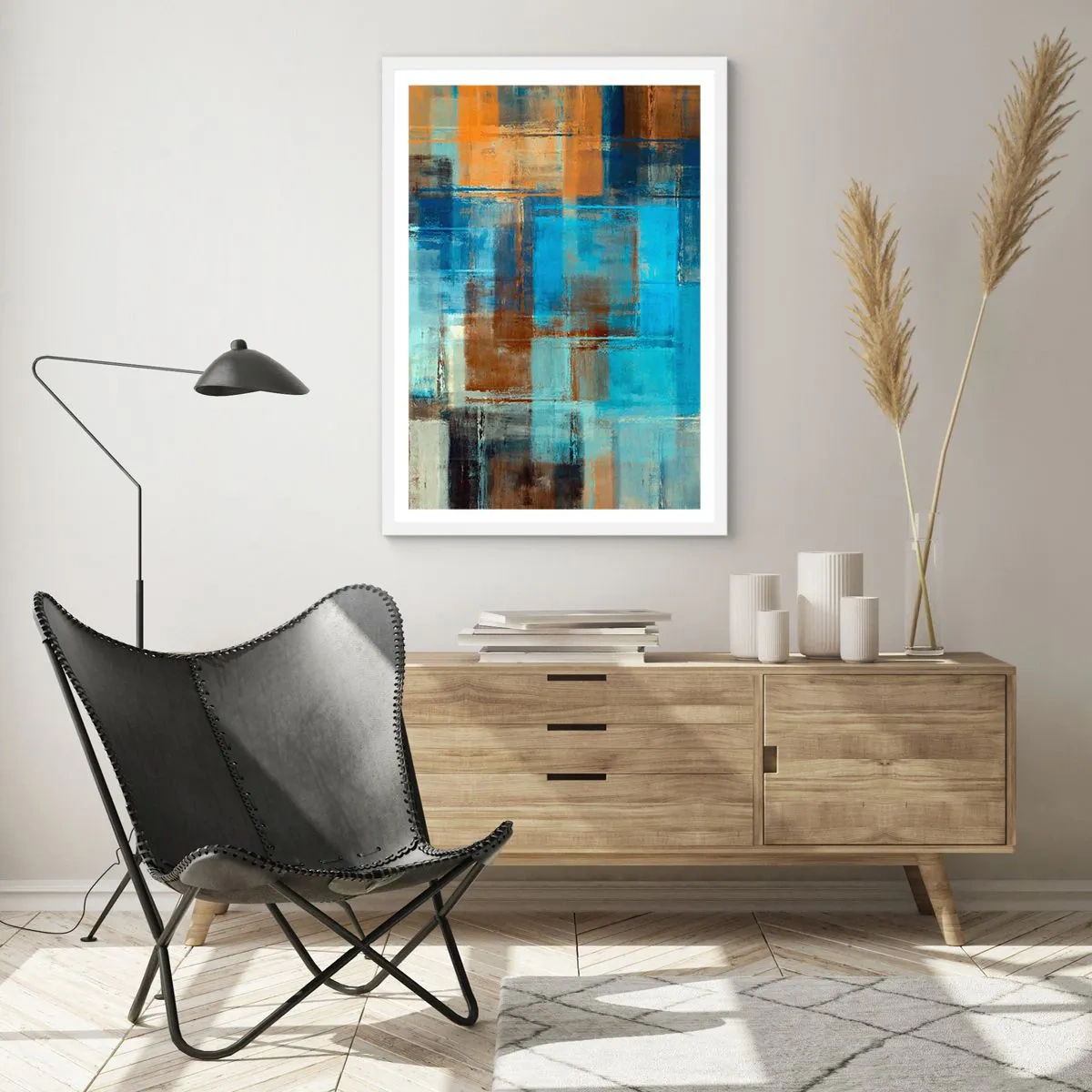 Poster in einem weißen Rahmen - Durch den blauen Schleier - 40x50 cm