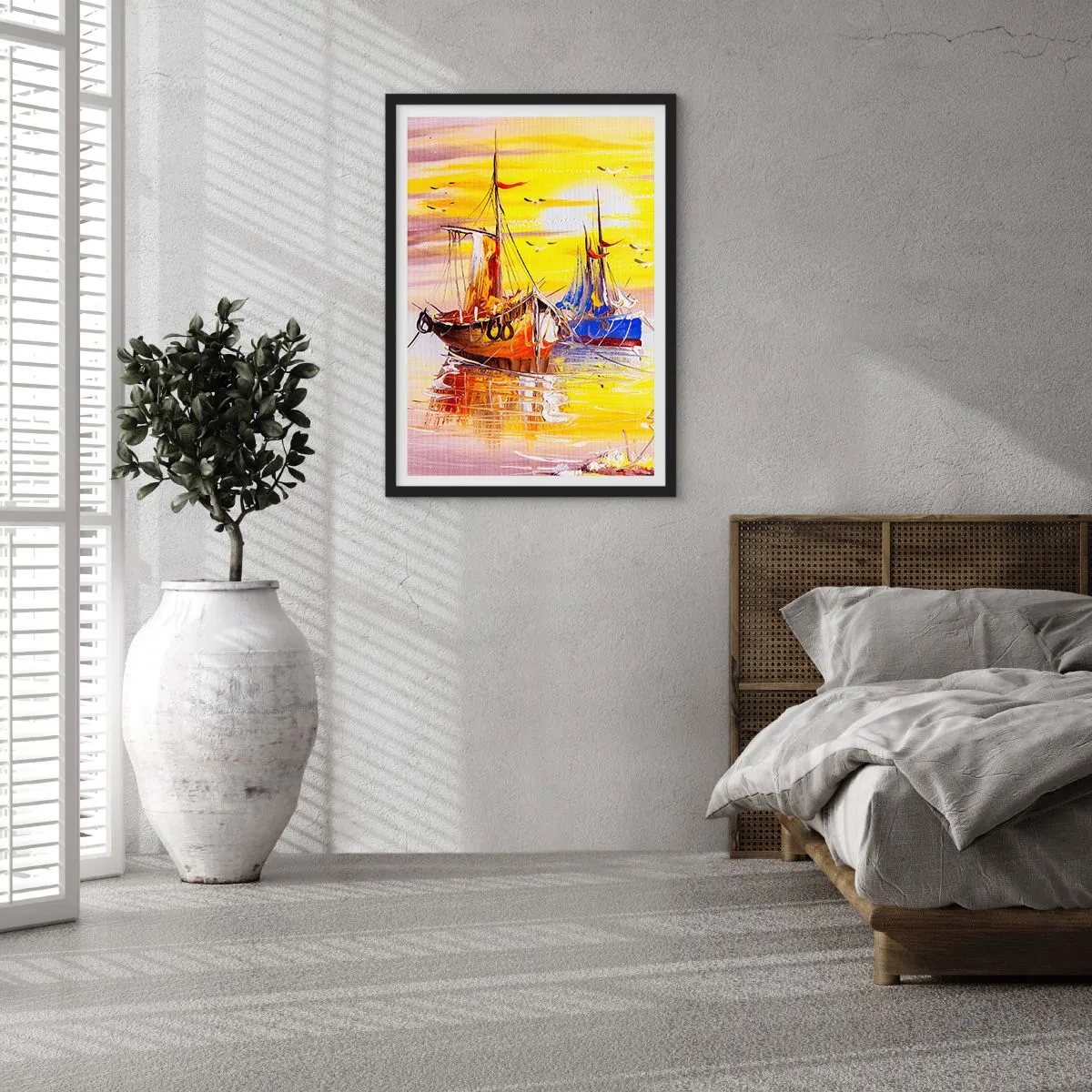 Poster in einem schwarzem Rahmen - Eine wohlverdiente Pause im Hafen - 40x50 cm