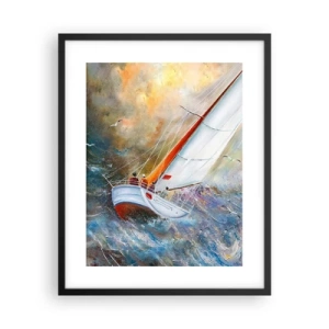 Poster in einem schwarzem Rahmen - Durch die Wellen laufend - 40x50 cm