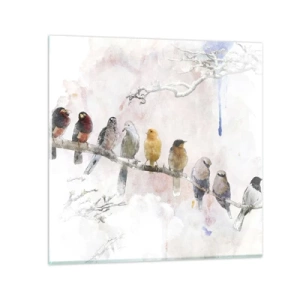 Glasbild - Bild auf glas - Geflügeltes Treffen - 50x50 cm
