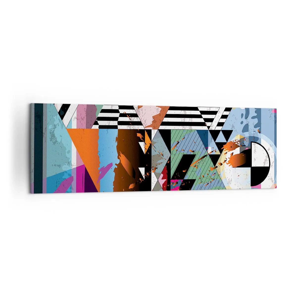 Bild auf Leinwand - Leinwandbild - Abstrakte geometrische Komposition mit lebendigen Farben - 160x50cm - Geometrisch und organisch - Moderne Wanddekoration für Wohnzimmer und Schlafzimmer ARTTOR
