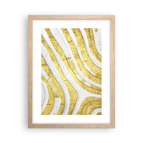 Poster in einem Rahmen aus heller Eiche - Komposition in Weiß und Gold - 30x40 cm
