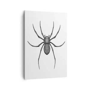 Bild auf Leinwand - Leinwandbild - Detail einer Spinne auf weißem Hintergrund im Cartoon-Stil - 70x100cm - Beunruhigende Präzision - Moderne Wanddekoration für Wohnzimmer und Schlafzimmer ARTTOR