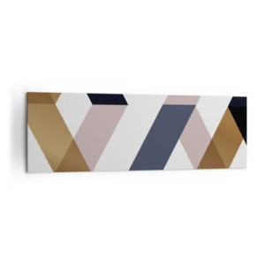 Bild auf Leinwand - Leinwandbild - Geometrische Muster in Gold- und Marineblautönen - 160x50cm - Ebenen und Winkel - Moderne Wanddekoration für Wohnzimmer und Schlafzimmer ARTTOR