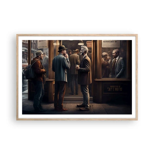 Poster in einem Rahmen aus heller Eiche - Gute Zeit des Tages - 100x70 cm