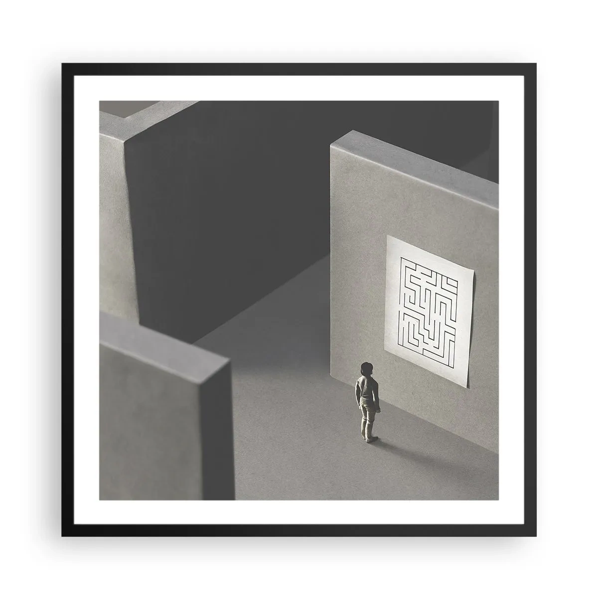 Poster in einem schwarzem Rahmen - Aber wo bin ich? - 60x60 cm