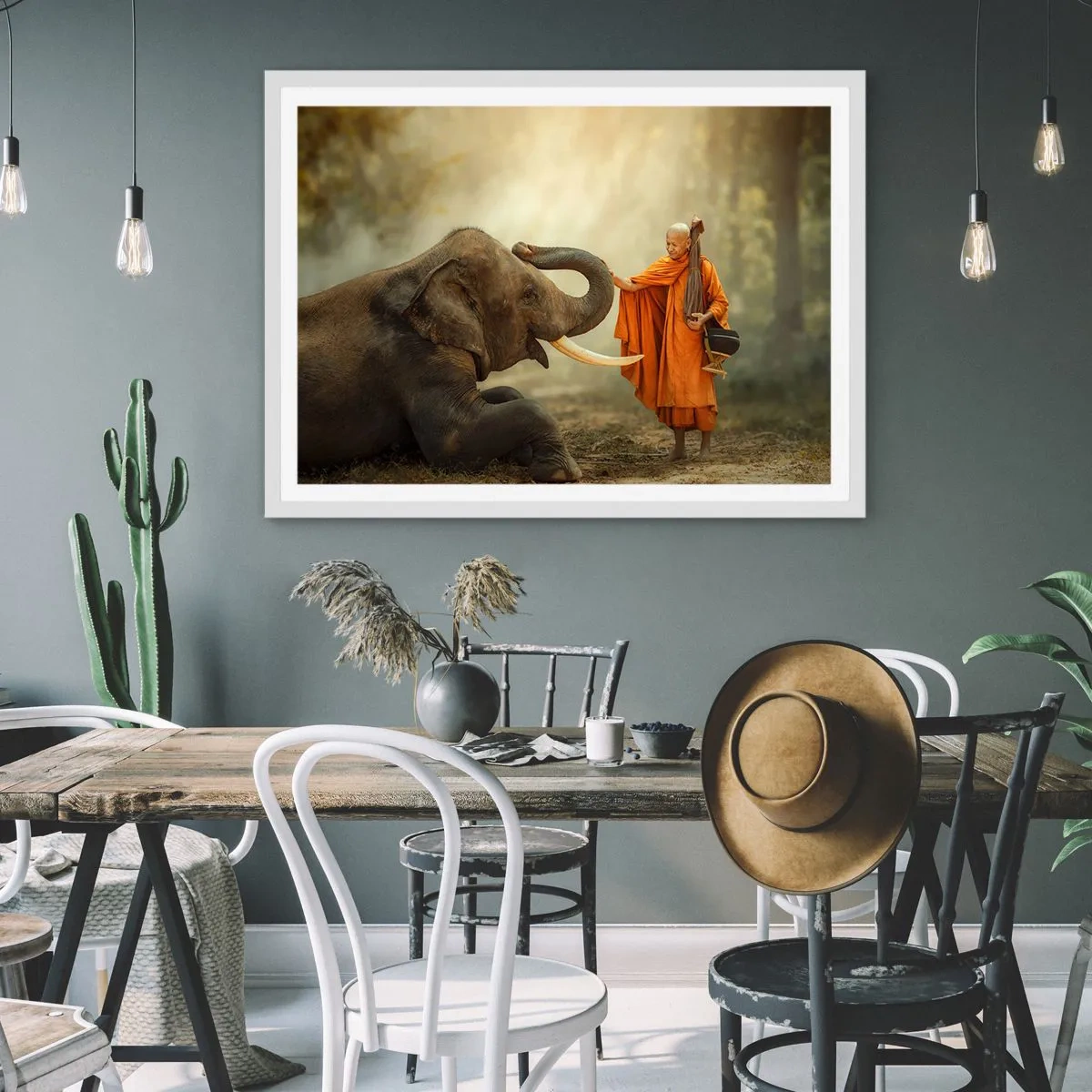 Poster in einem weißen Rahmen - Treffen unterwegs - 50x40 cm