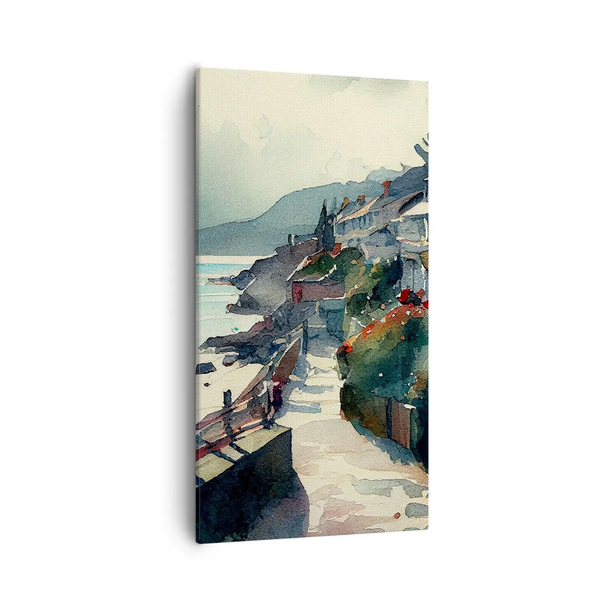 Bild auf Leinwand - Leinwandbild - Mittelmeerstadt - 55x100 cm