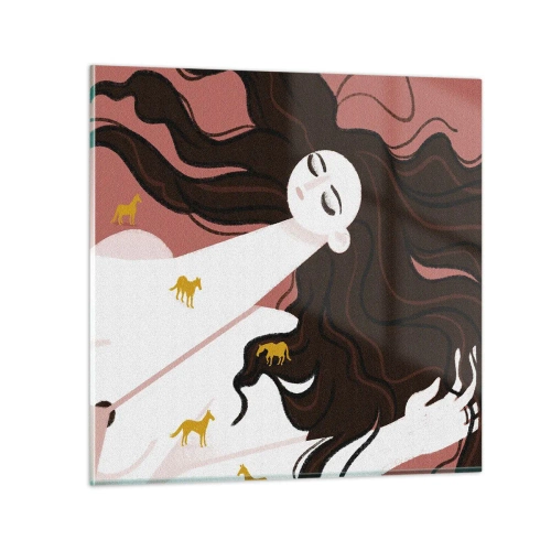 Glasbild - Bild auf glas - Traum von einem goldenen Pferd - 40x40 cm