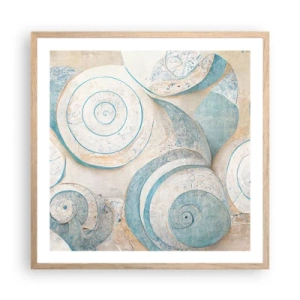 Poster in einem Rahmen aus heller Eiche - Was verbirgt sich in der Muschel? - 60x60 cm
