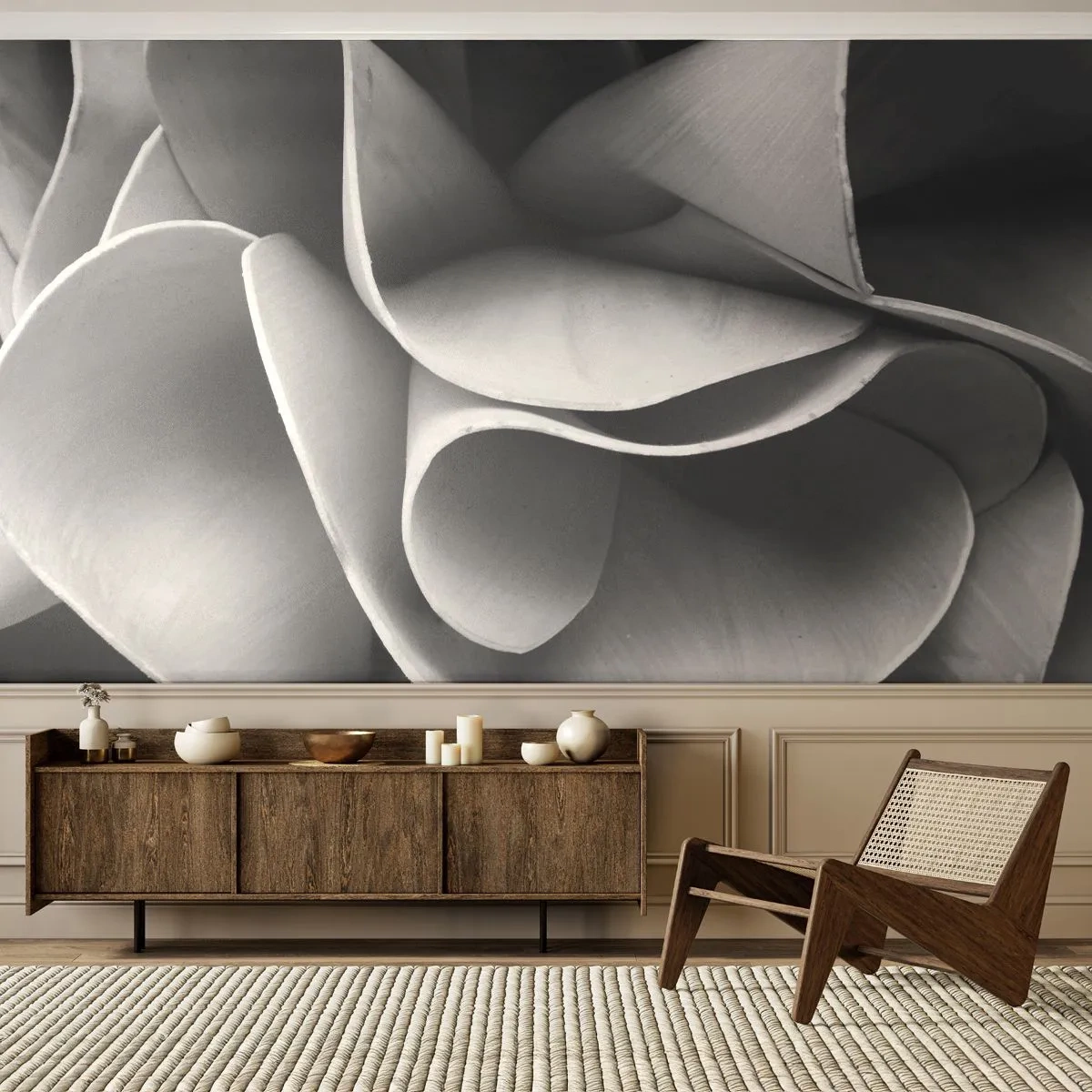Fototapete Premium Canvas - Es passiert im Weltraum - Abstraktion, Stück, Schwarz und weiß - 200x140 cm
