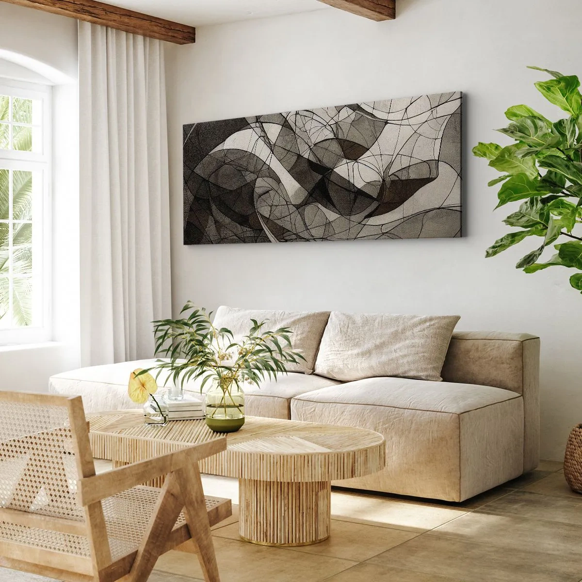Bild auf Leinwand - Leinwandbild - Abstraktes Muster in Braun- und Erdtönen - 140x50cm - Zirkulation von Erdfarben - Moderne Wanddekoration für Wohnzimmer und Schlafzimmer ARTTOR