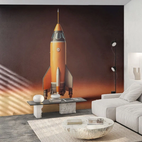 Fototapete Standard Eco - Es beginnt mit einem Traum - Eine Weltraumrakete, Bleistift, Wissenschaft - 450x315 cm