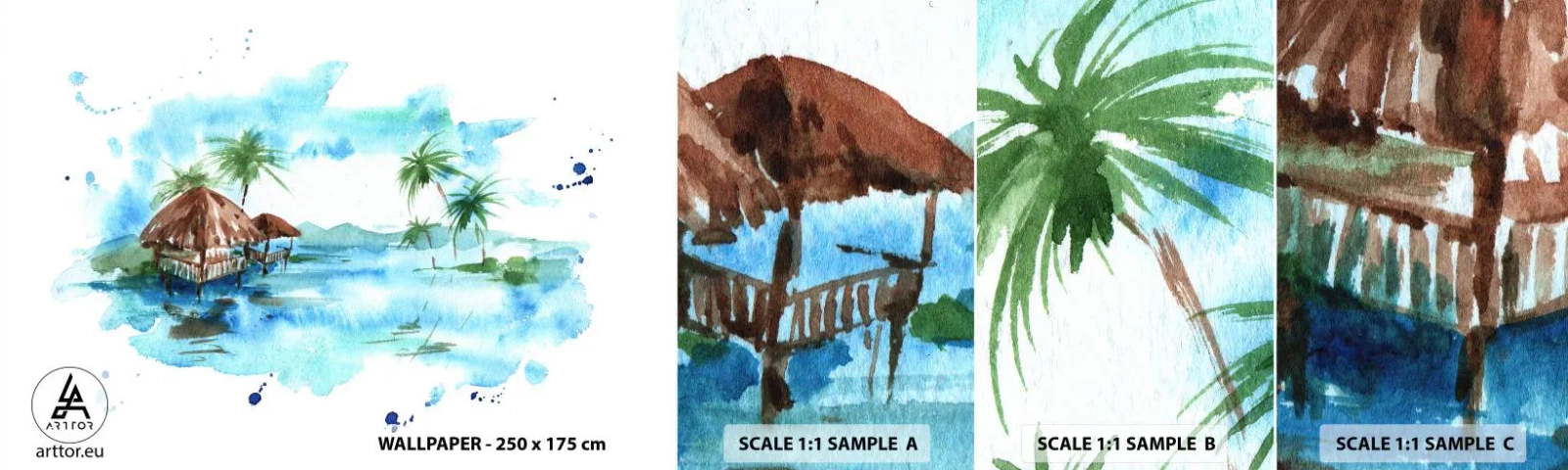 Fototapeten Muster Selbstklebend Deluxe Sticker - Irgendwo im Pazifik - Landschaft, Insel, Palmen - 100x30 cm