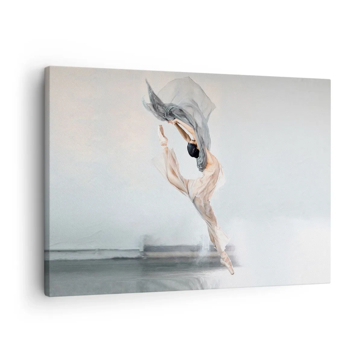 Bild auf Leinwand - Leinwandbild - Eine Tänzerin in dynamischer Bewegung vor hellem Hintergrund - 70x50cm - Im Tanzrausch - Moderne Wanddekoration für Wohnzimmer und Schlafzimmer ARTTOR