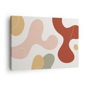 Bild auf Leinwand - Leinwandbild - Eine abstrakte Komposition in Pastelltönen mit dynamischen Formen. - 70x50cm - Kringel oder Schnörkel? - Moderne Wanddekoration für Wohnzimmer und Schlafzimmer ARTTOR