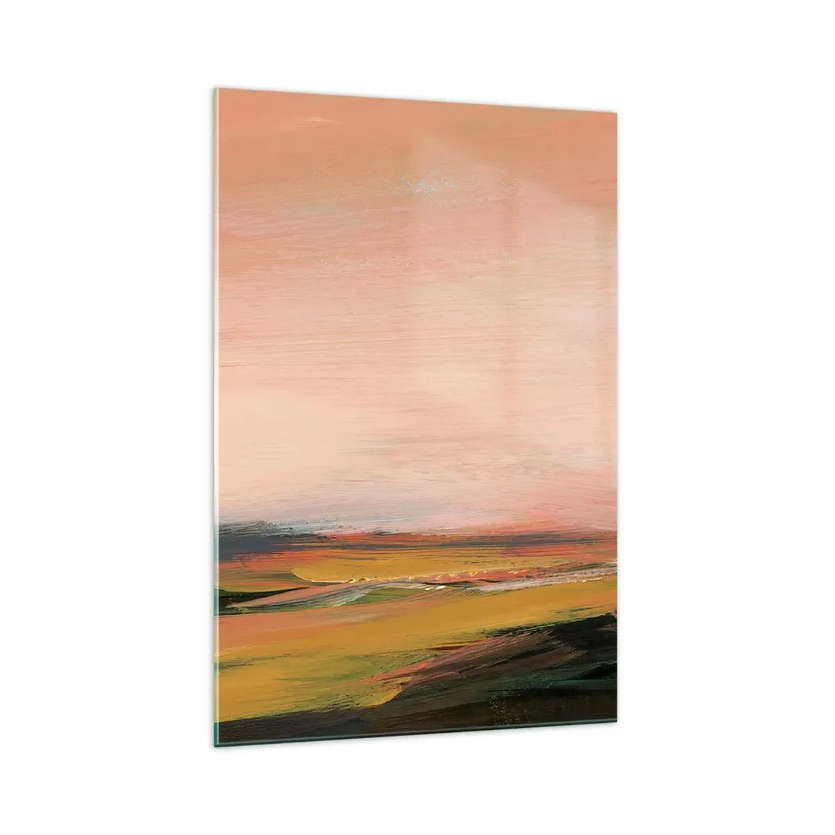 Glasbild - Bild auf glas - Eine Landschaft in Rosa- und Goldtönen - 70x100cm - In Rosatönen - Moderne Wanddekoration für Wohnzimmer und Schlafzimmer ARTTOR
