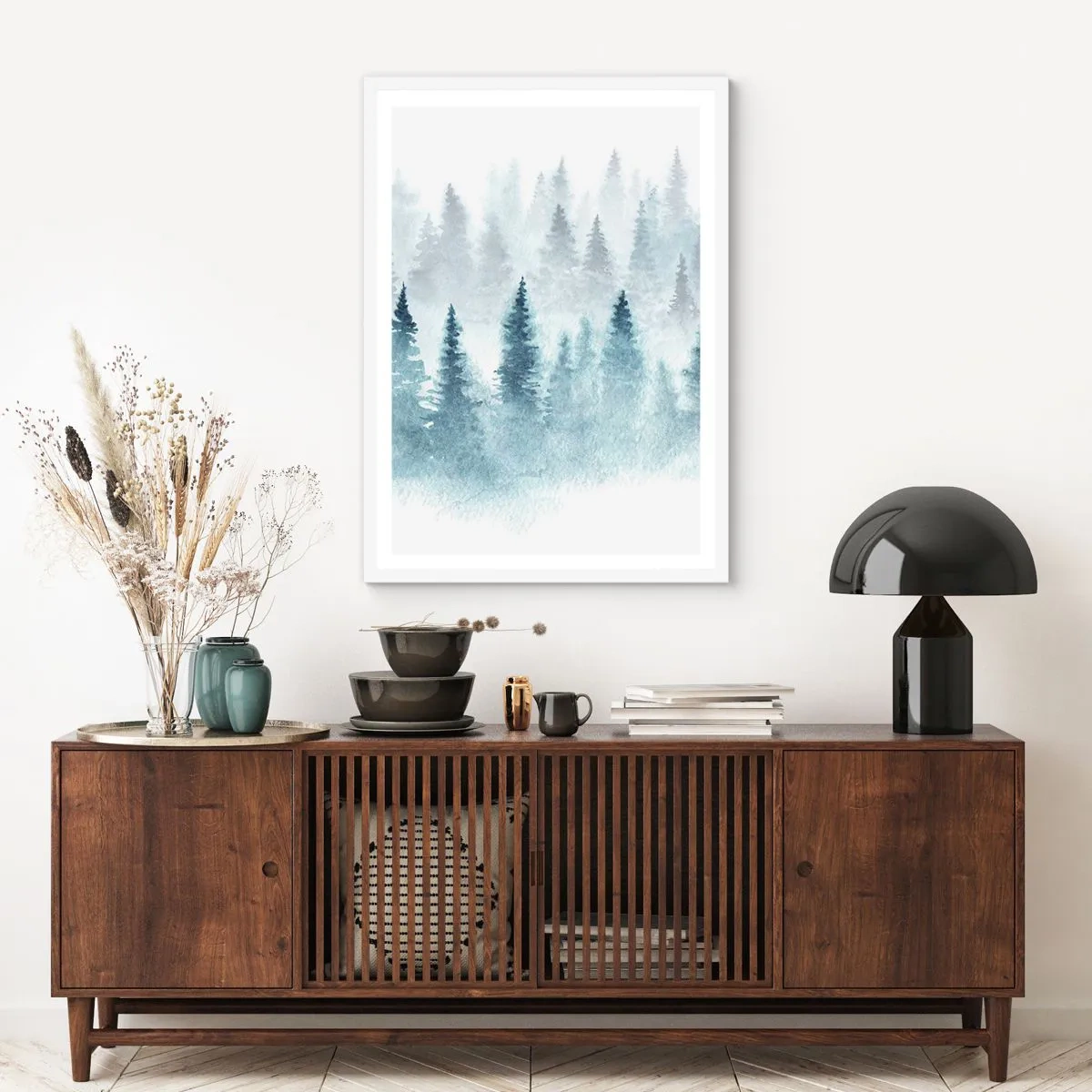 Poster in einem weißen Rahmen - In Nebel gehüllt - 70x100 cm