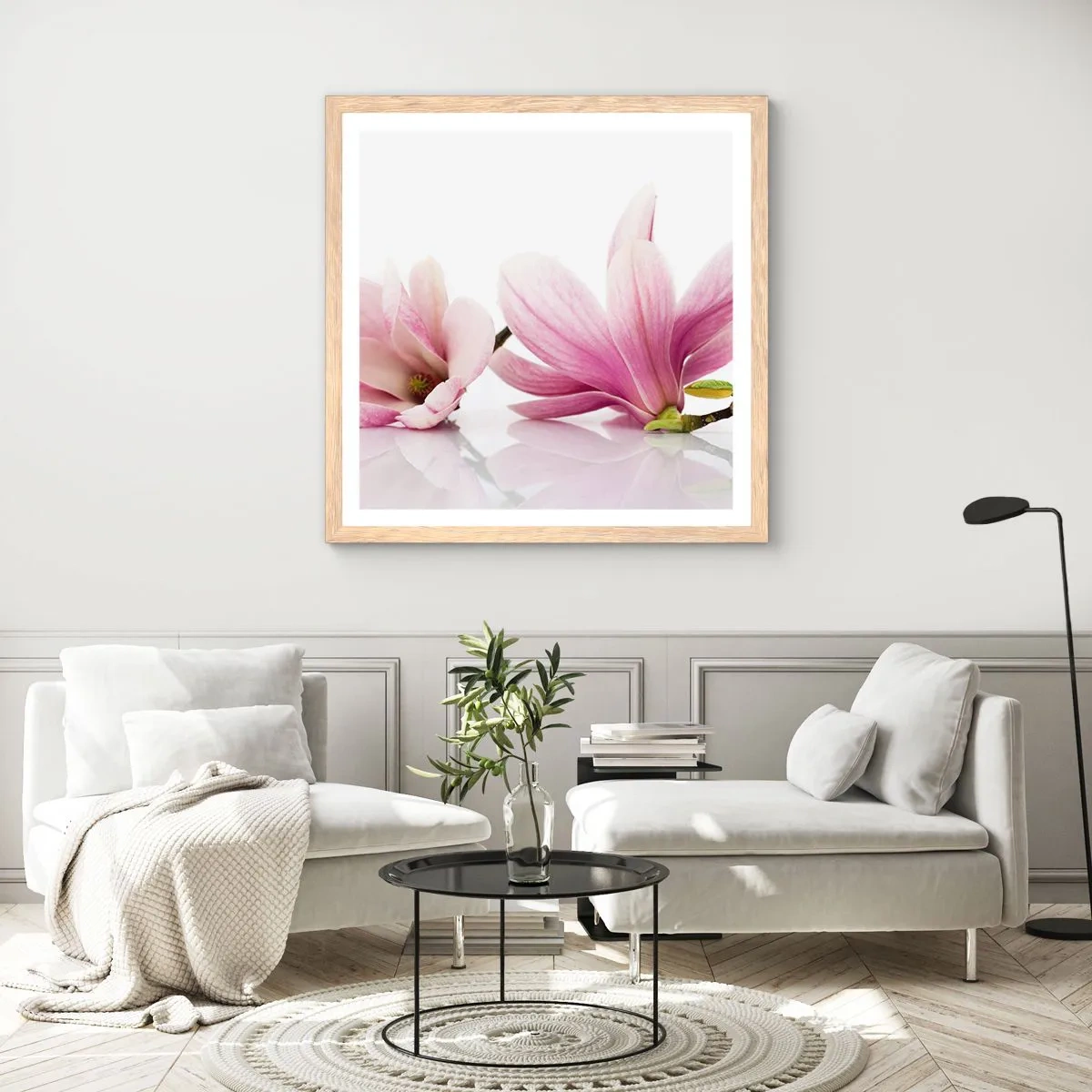 Poster in einem Rahmen aus heller Eiche - Zart wie ein Frühlingswind - 60x60 cm
