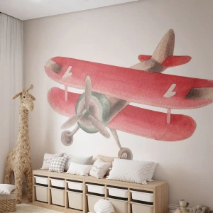 Selbstklebende Fototapete Deluxe Sticker - Bereit für Höhenflüge - Flugzeug, Kinder, Jahrgang - 100x70 cm