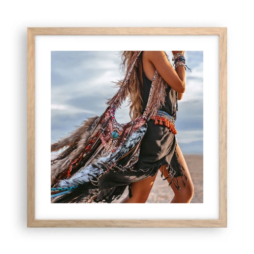 Poster in einem Rahmen aus heller Eiche - Das Mädchen des Schamanen - 40x40 cm