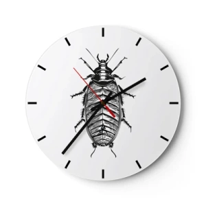 Wanduhr - Glasuhr - Eine Grafik eines Insekts im Stil einer Gravur auf weißem Hintergrund - 30x30cm - Was für ein Exemplar! - Moderne Wanddekoration für Wohnzimmer, Küche und Schlafzimmer ARTTOR