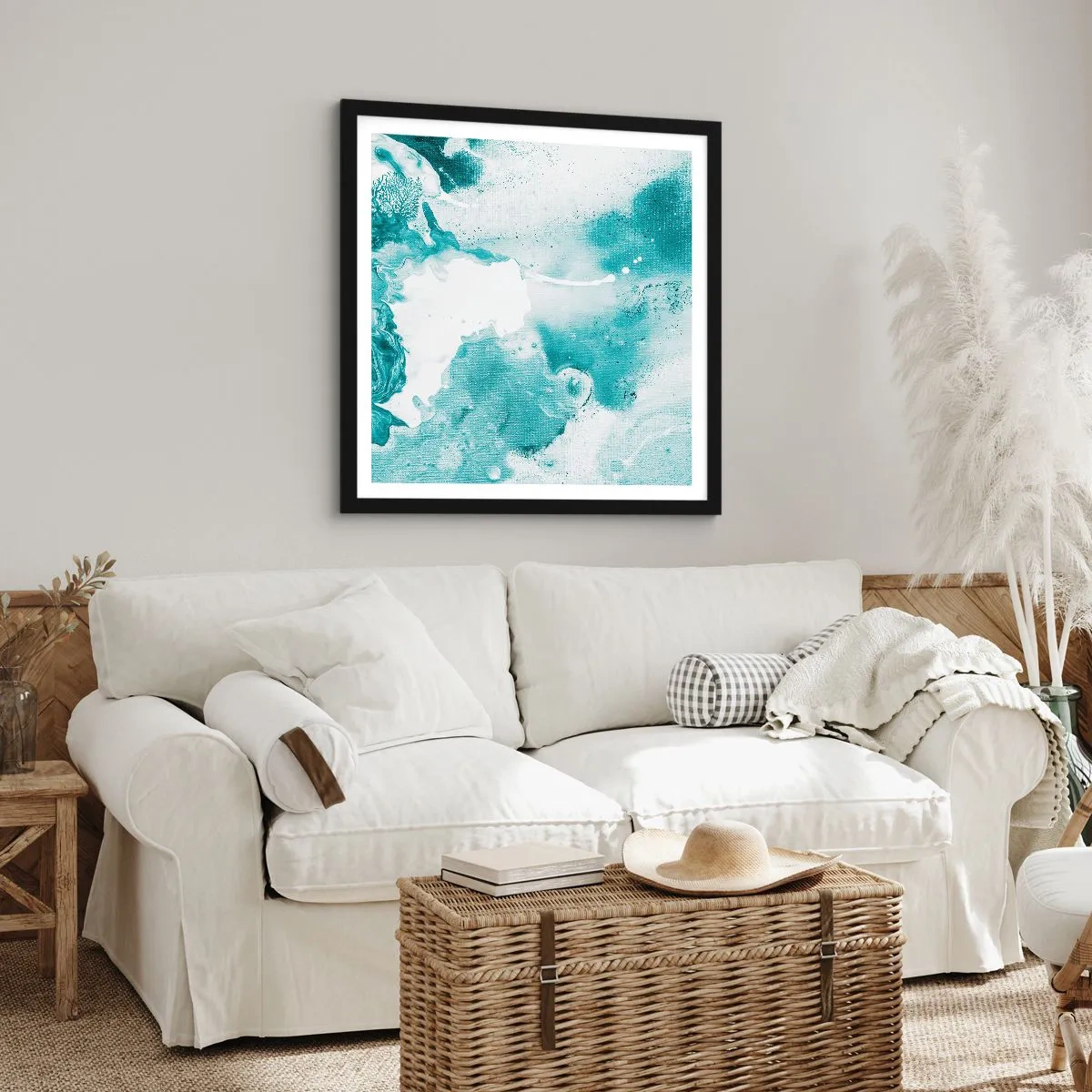 Poster in einem schwarzem Rahmen - Morast von Blau - 60x60 cm