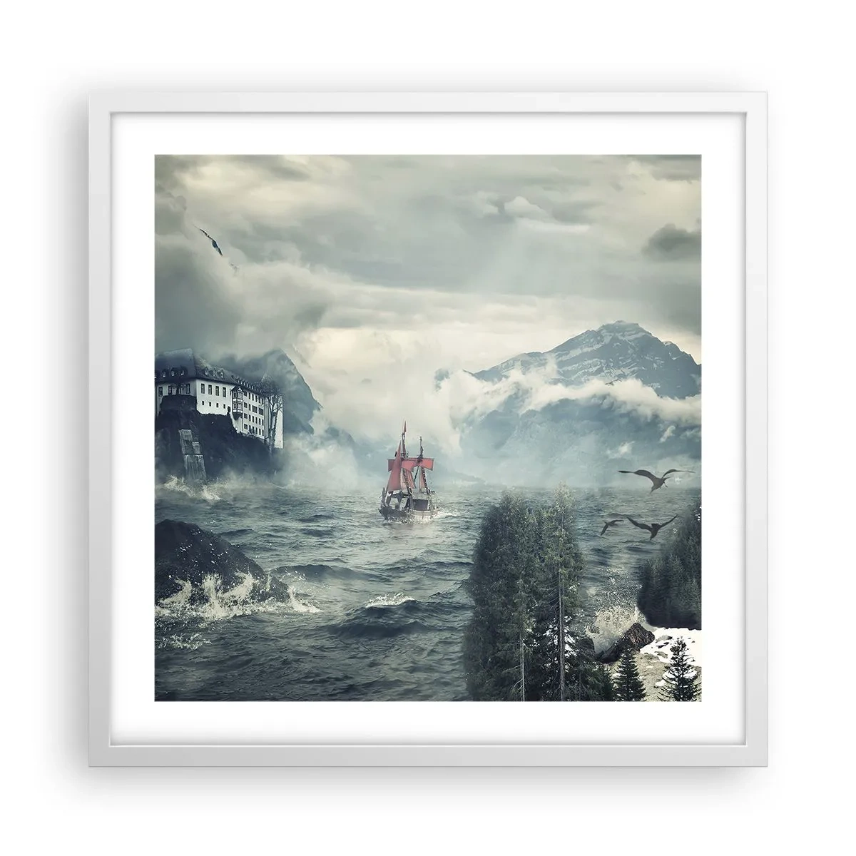 Poster in einem weißen Rahmen - In magischen Gewässern - 50x50 cm