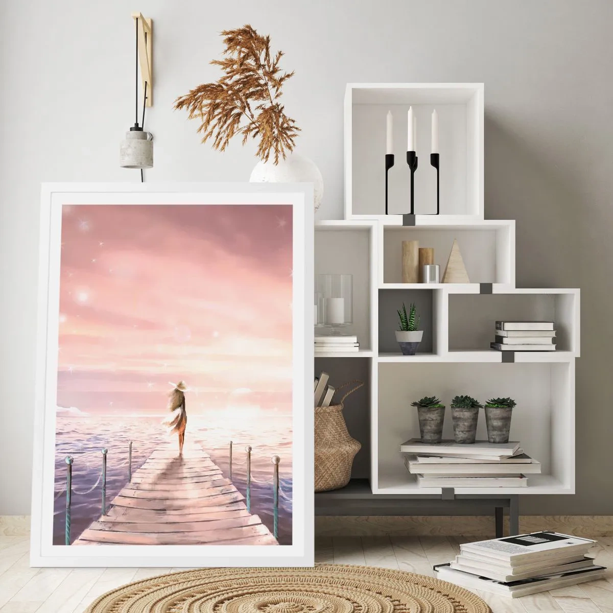 Poster in einem weißen Rahmen - Im Licht eines Traums - 61x91 cm