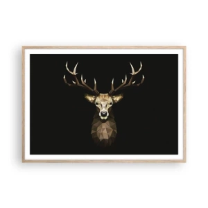 Poster in einem Rahmen aus heller Eiche - Kubistischer Hirsch - 100x70 cm