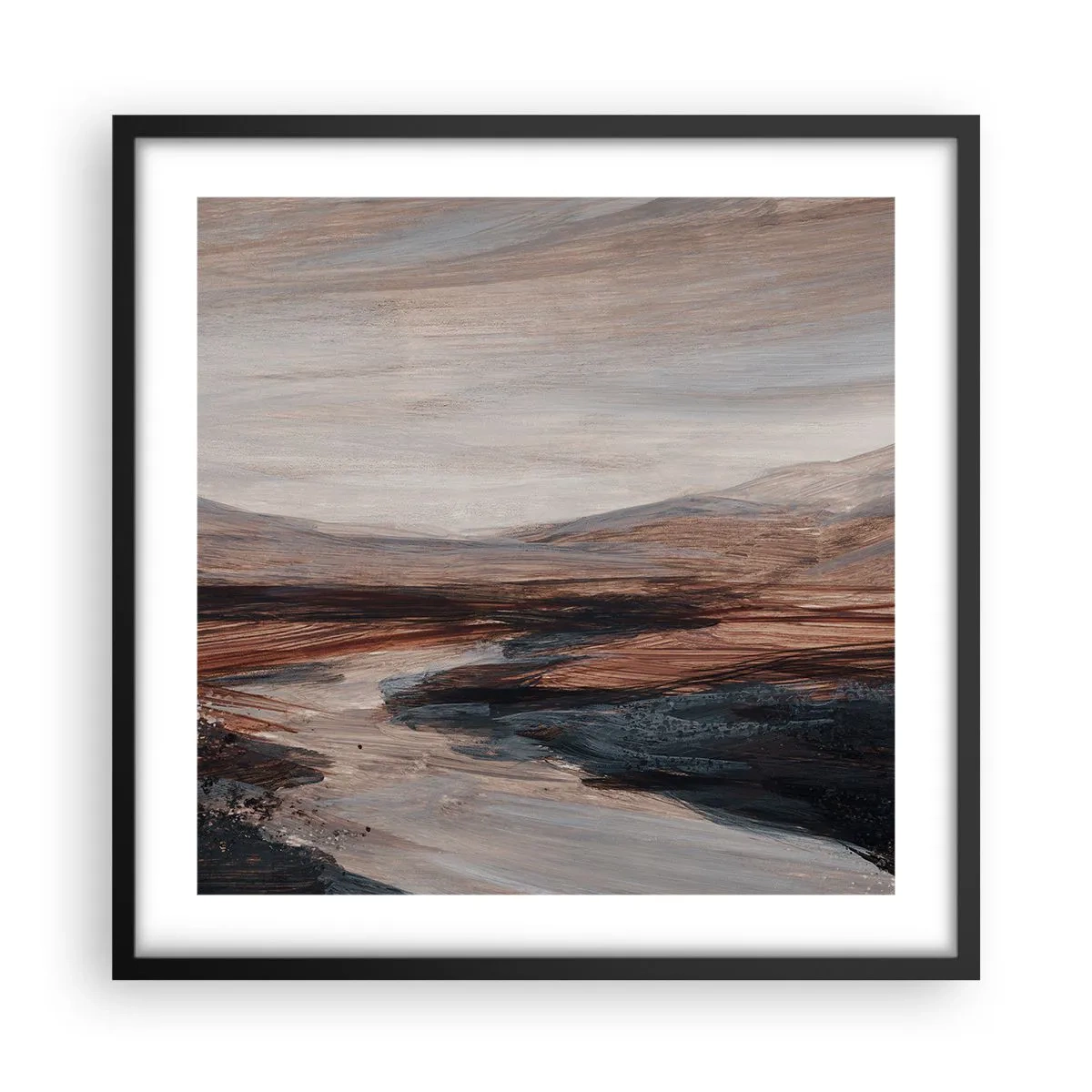 Poster in einem schwarzem Rahmen - Ruhiges Tal - 50x50 cm