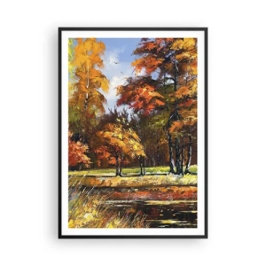 Poster in einem schwarzem Rahmen - Landschaft in Gold und Bronze - 70x100 cm