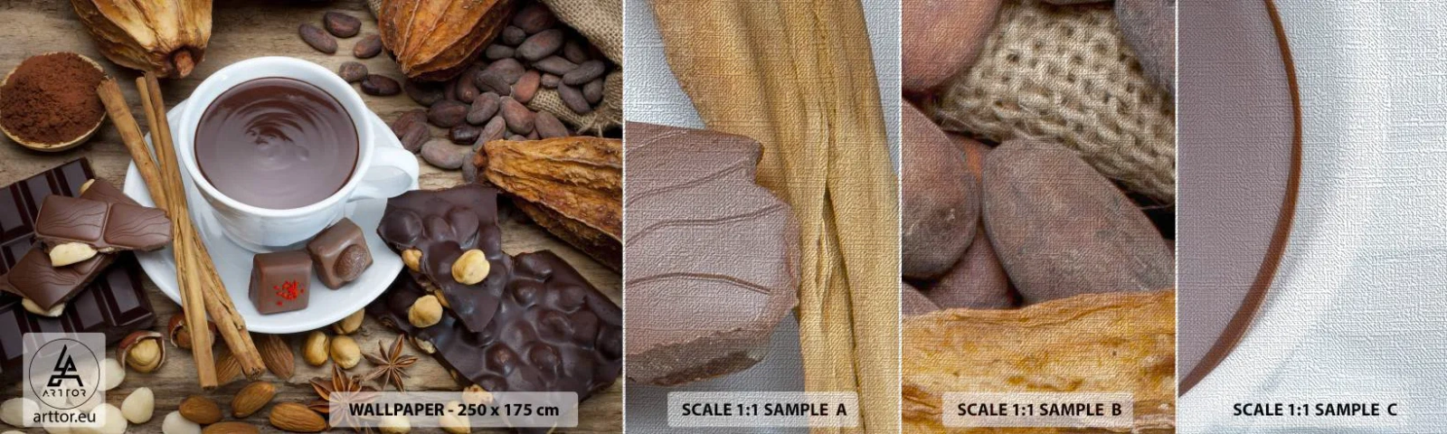 Fototapeten Muster Premium Canvas - Aus einer märchenhaften Schokoladenfabrik - Gastronomie, Schokolade, Kaffee - 100x30 cm