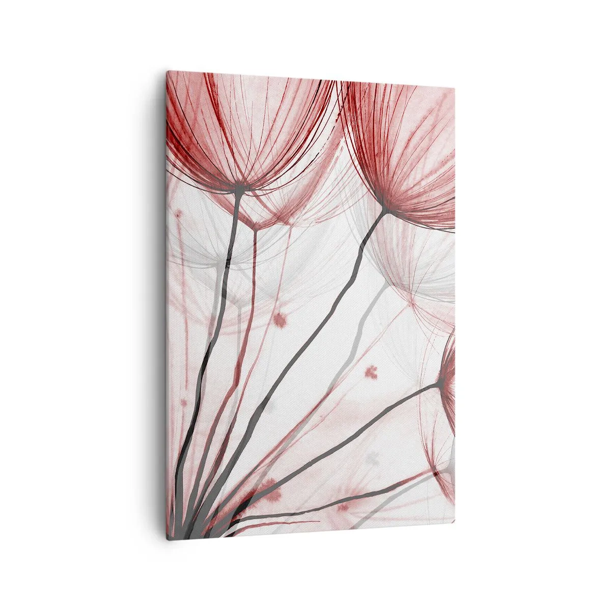 Bild auf Leinwand - Leinwandbild - Zarte Blüten in Rottönen auf hellem Untergrund - 70x100cm - Vor der Abfahrt - Moderne Wanddekoration für Wohnzimmer und Schlafzimmer ARTTOR