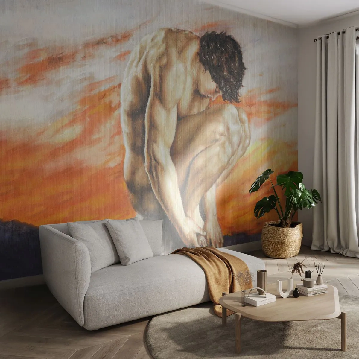 Fototapete Standard Eco - In sich versunken - Körper, Mann, Statue - 350x256 cm