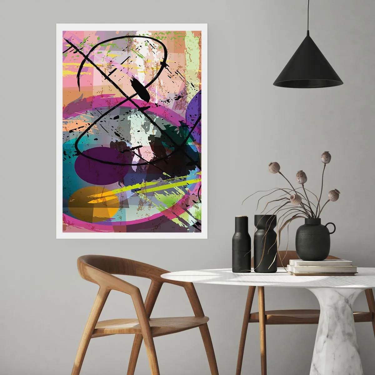 Poster - Abstrakte Komposition mit geometrischen Formen - 50x70cm - Du kannst geradeaus oder umhergehen - Moderne Wanddekoration für Wohnzimmer und Schlafzimmer ARTTOR