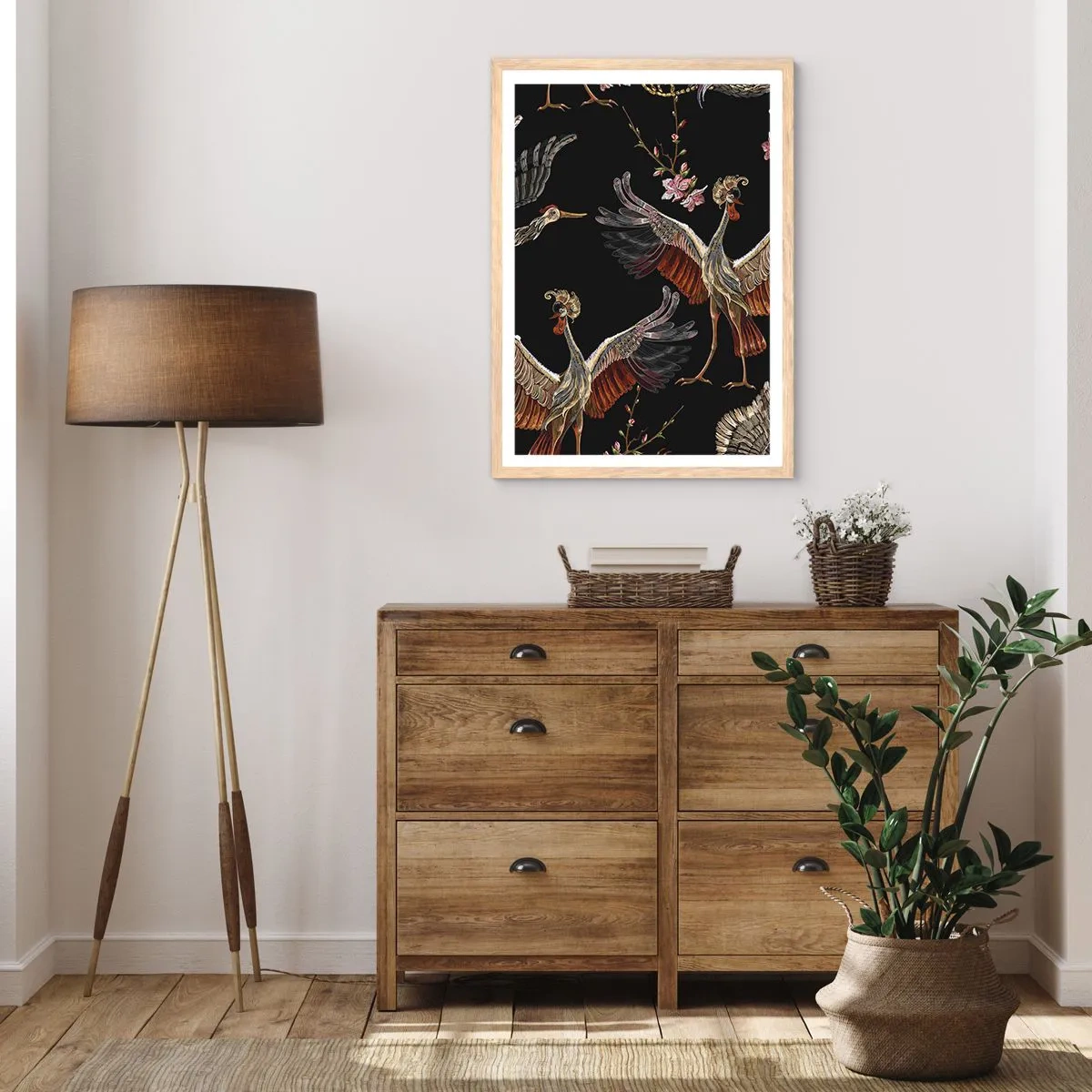 Poster in einem Rahmen aus heller Eiche - Märchenvogel - 61x91 cm