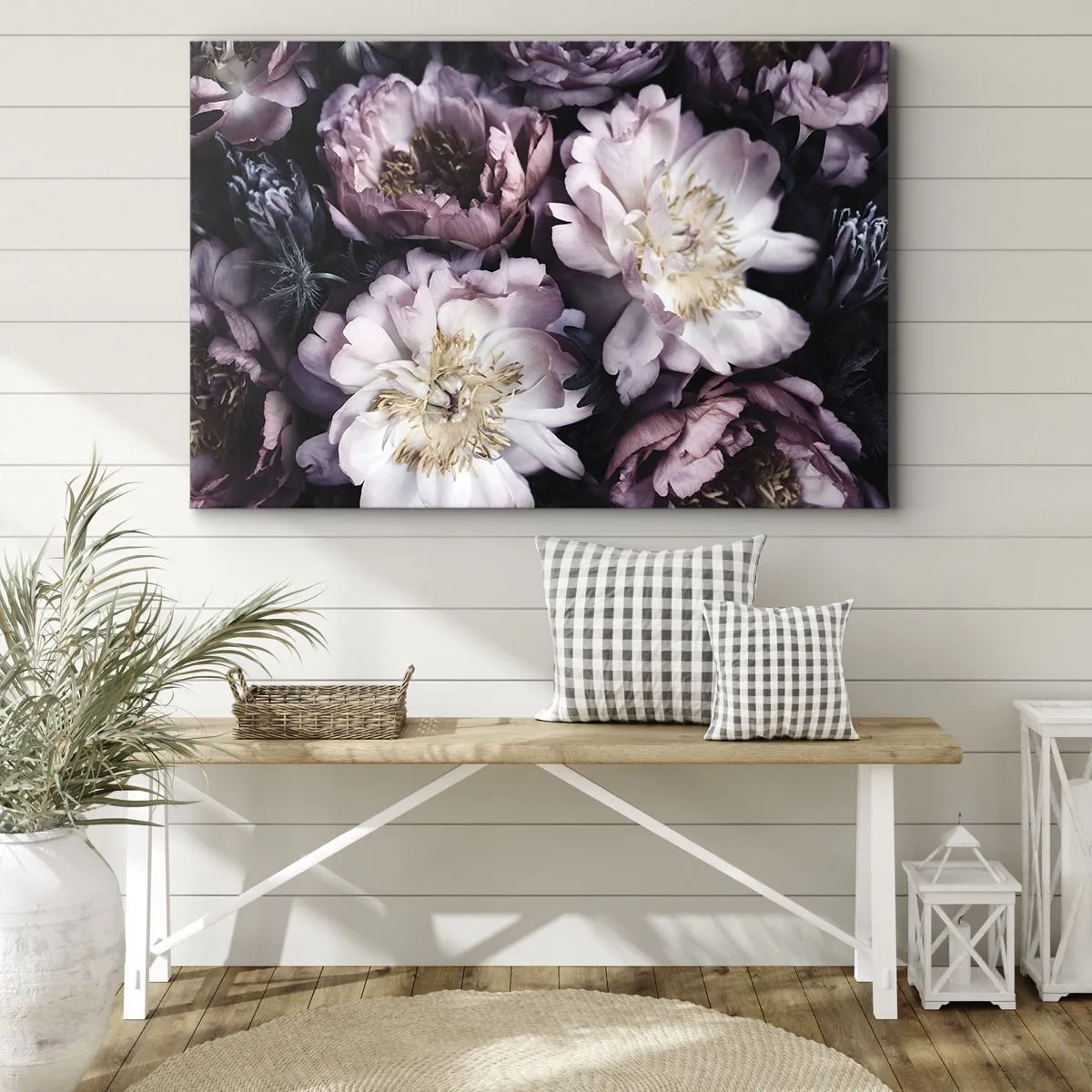 Bild auf Leinwand - Leinwandbild - Blumen in zarten Pastelltönen - 100x70cm - Blumenstrauß im alten Stil - Moderne Wanddekoration für Wohnzimmer und Schlafzimmer ARTTOR